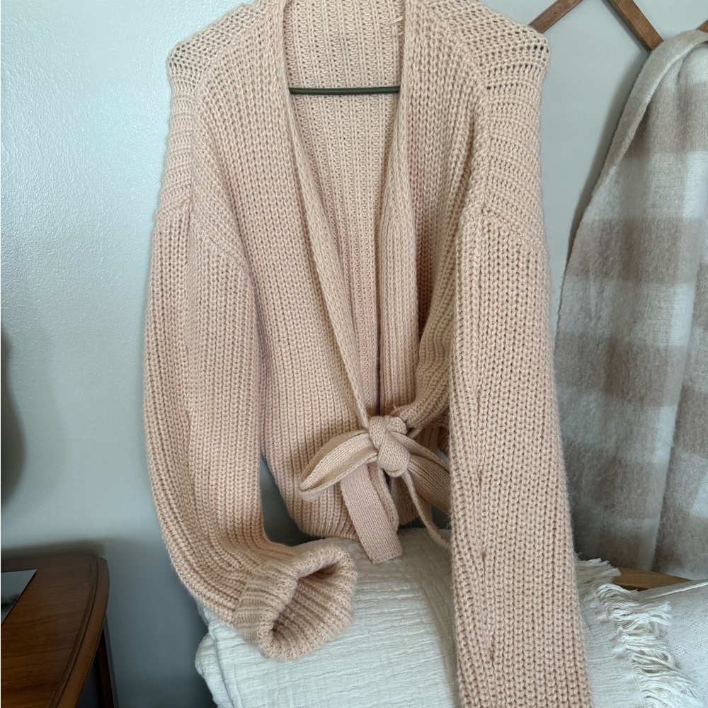 Zara Soft Knit Tie-Front Cardigan - Pink